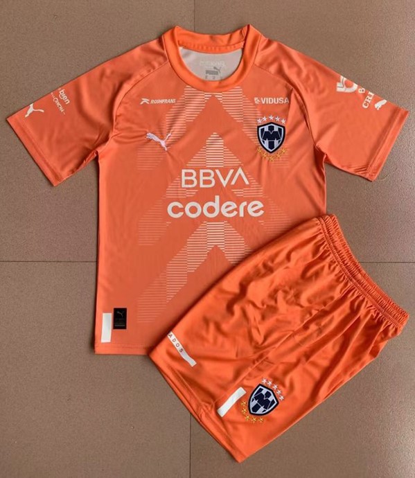 Kids-Monterrey 22/23 GK Orange Soccer Jersey